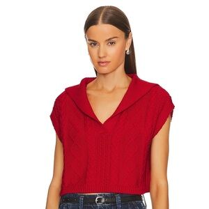 L'Academie Red Cable Knit Cropped Sweater Vest